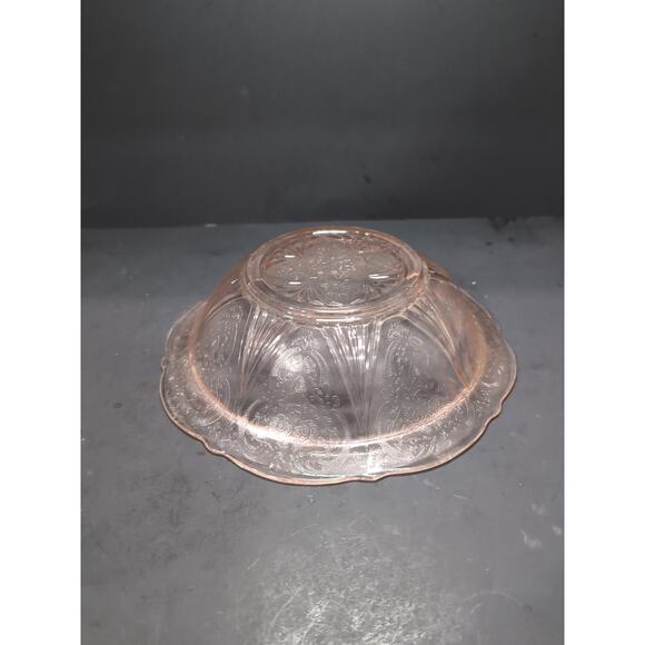Hazel Atlas Royal Lace Pink Glass Bowl, Depression Glass Fruit Bowl 10", Vintage - Picture 4 of 9